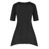 Plus Size Raglan Sleeve Rose Skull Print T Shirt - BLACK L
