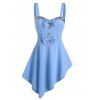 Débardeur Asymétrique Noué Panneau à Paillettes - Bleu 3XL