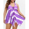 Maillot de Bain Tankini Mouchoir Teinté de Grande Taille à Col Halter - Violet clair 5X