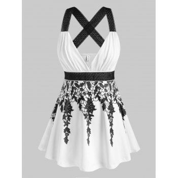 

Plus Size Plunging Neck Crisscross Tank Top, White