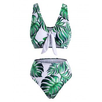 

Leaf Pineapple Polka Dot Knot Tropical Bikini Swimwear, Green
