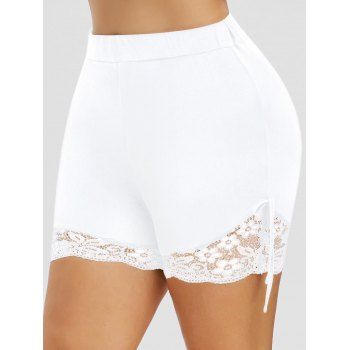 

Plus Size Lace Panel Shorts, White