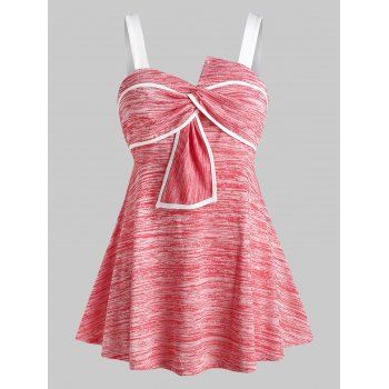 

Plus Size Space Dye Twist Backless Tank Top, Valentine red