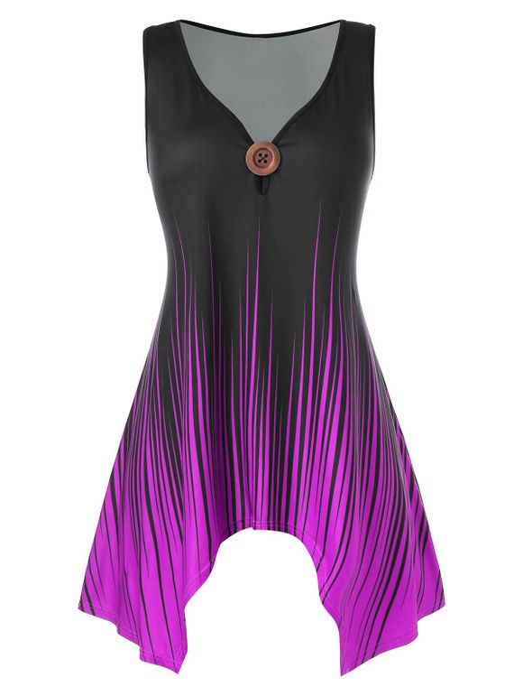 Haut Débardeur Mouchoir Embelli de Bouton Grande Taille - Violet Améthyste 5X