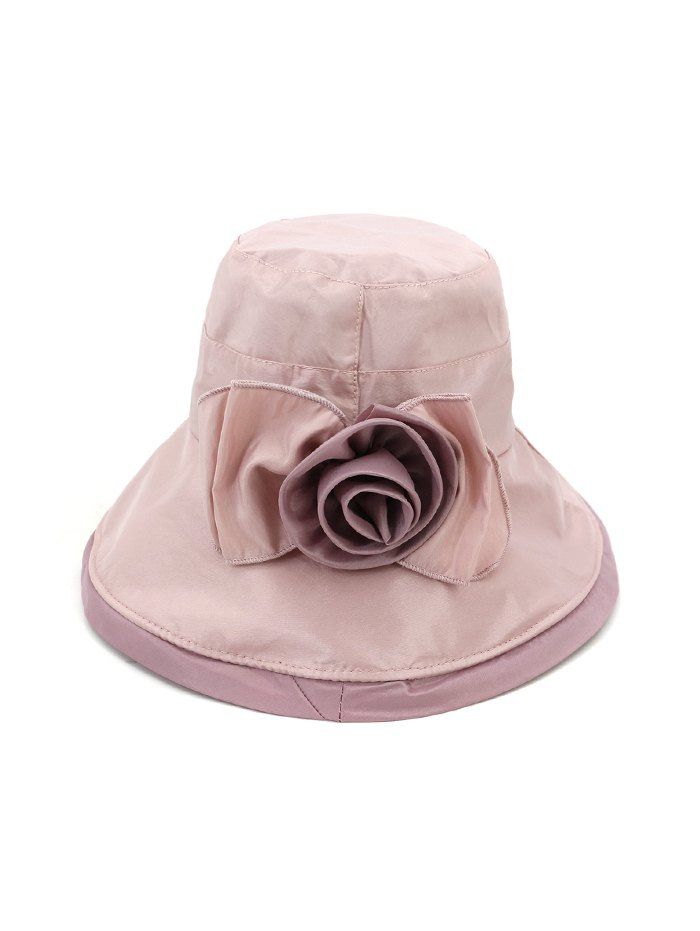 

Bowknot Wide Brim Bucket Hat, Light pink