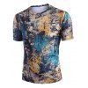 T-shirt à Imprimé Arbre Vintage à Col Rond à Manches Courtes - Turquoise Foncée L