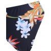 Sunflower Floral Print Knot High Leg Bikini Swimwear - BLACK S