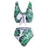 Maillot de Bain Bikini Noué Feuille Tropicale à Pois - Vert XL