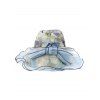 Chapeau Seau Fleuri Design avec Nœud Papillon - Bleu clair 