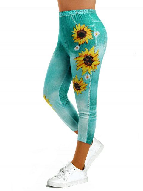 Legging Capri 3D Tournesol Imprimé