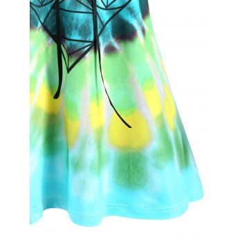 

Lace-up Spiral Tie Dye Print Plus Size Top, Light green