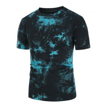 

Tie Dye Print Round Neck Tee, Multicolor a