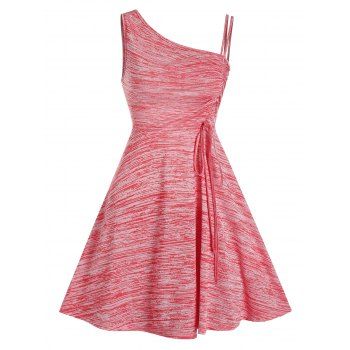Space Dye Print Sleeveless Cinched Dress, Valentine red