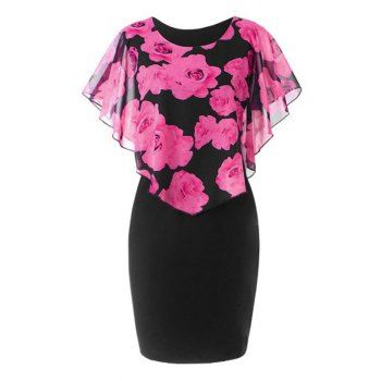 floral chiffon overlay dress