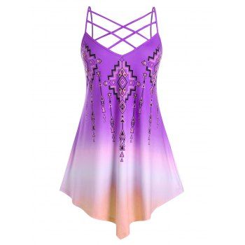 

Plus Size Crisscross Ombre Print Backless Cami Top, Purple