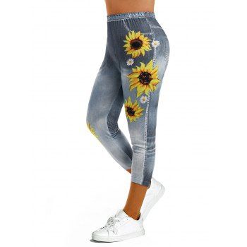

3D Print Sunflower Capri Jeggings, Gray