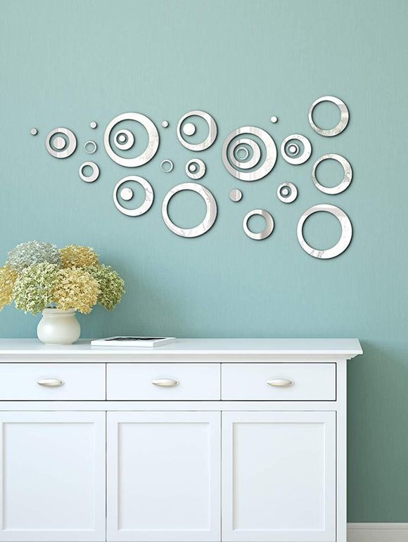 Autocollant Mural DIY Miroir en Forme de Cercle en Acrylique - Argent 