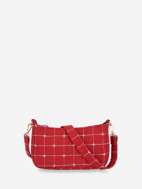 Sac à Bandoulière Rétro Motif à Carreaux - Rouge 