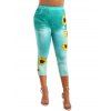 Legging Capri 3D Tournesol Imprimé - Vert clair S