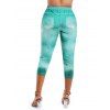 Legging Capri 3D Tournesol Imprimé - Vert clair S