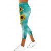 Legging Capri 3D Tournesol Imprimé - Vert clair S