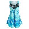 Débardeur Papillon en Dentelle Insérée de Grande Taille - Bleu clair 5X