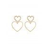 Boucles d'Oreilles Pendantes Motif Double Cœurs Evidées en Alliage - Rouge Vineux 