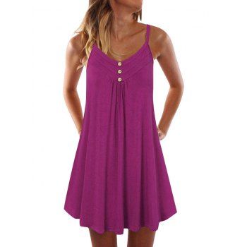 

Mock Button Spaghetti Strap Dress, Concord