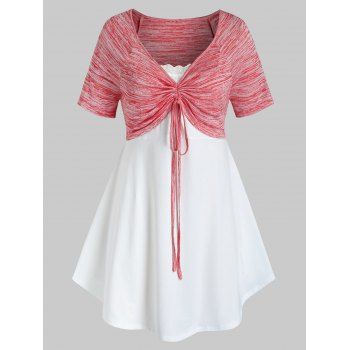 

Plus Size Space Dye Lace Insert Tie A Line Tee, Multicolor