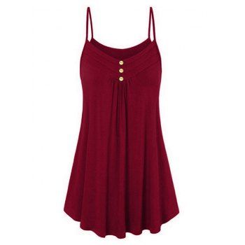 

Mock Button Spaghetti Strap Dress, Deep red