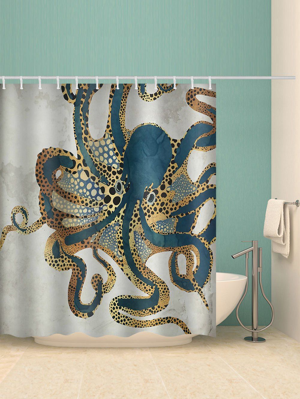 [33 OFF] 2020 Printed Octopus Waterproof Shower Curtain In Multicolor