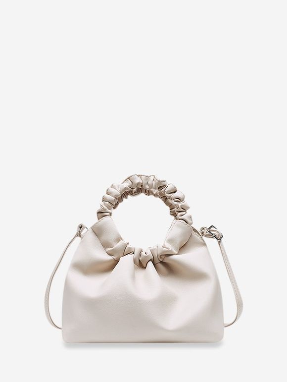 Ruched Handle Solid Hand Bag - WHITE 