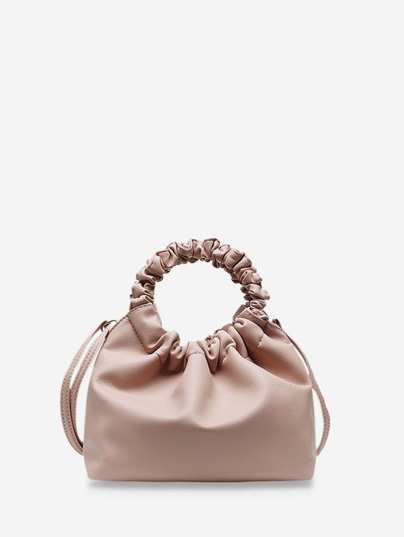 Ruched Handle Solid Hand Bag - LIGHT PINK 