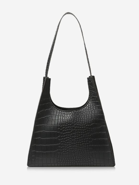 Retro Trapezoid Shape Textured Shoulder Bag - BLACK 
