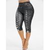 Legging Court 3D Jean Imprimé de Grande Taille à Lacets - Nuit 5X