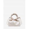 Ruched Handle Solid Hand Bag - WHITE 