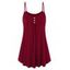 Mock Button Spaghetti Strap Dress - DEEP RED L