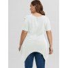 T-shirt Tunique Asymétrique Déchiré Découpé Côtelé Grande Taille - Blanc L