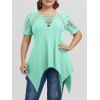 T-shirt Tunique Asymétrique Déchiré Découpé Côtelé Grande Taille - Blanc L