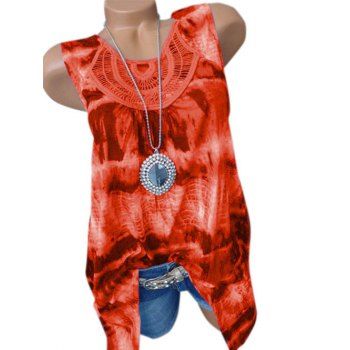 

Plus Size Lace Crochet Tie Dye Tank Top, Red