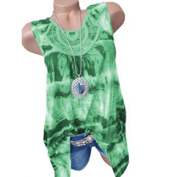 

Plus Size Lace Crochet Tie Dye Tank Top, Green