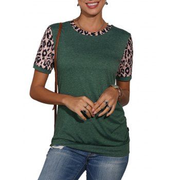 

Leopard Panel Blouson Top, Deep green