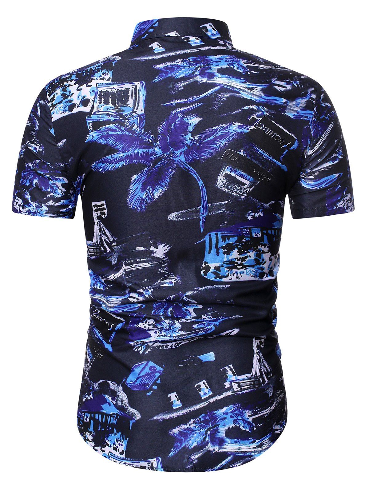 [25% OFF] 2021 Palm Tree Graphic Print Button Down Shirt In MIDNIGHT ...