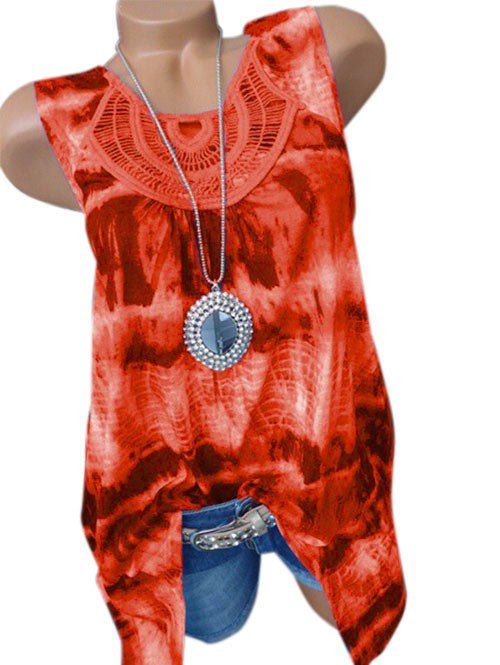 Débardeur en Crochet Tie-Dye Grande Taille - Rouge 5XL
