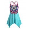 Débardeur Mouchoir Croisé Imprimé de Grande Taille Style Bohémien - Turquoise 5X
