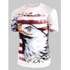 T-shirt Décontracté Drapeau Américain Aigle Graphique à Col Rond - Blanc 2XL