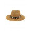 Chapeau de Jazz Embelli de Coquille en Paille - Kaki 