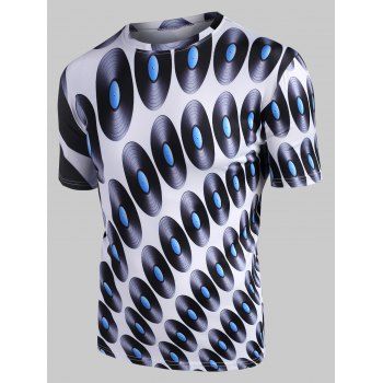 Image of Abstract Disc Print Crew Neck Casual T Shirt