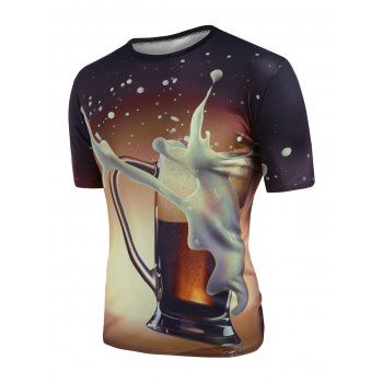 

Beer Splash Graphic Crew Neck Short Sleeve T Shirt, Sepia