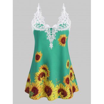 Image of Crochet Lace Panel Sunflower Cami Top